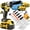 Yellow wrench with two upgraded battery toolboxes, variant on DGB 21V Max Cordless Impact Wrench, High Torque Brushless Power Impact Driver, Heavy Duty Electric Wrench for Automotive, Home Improvement and Industrial Applications