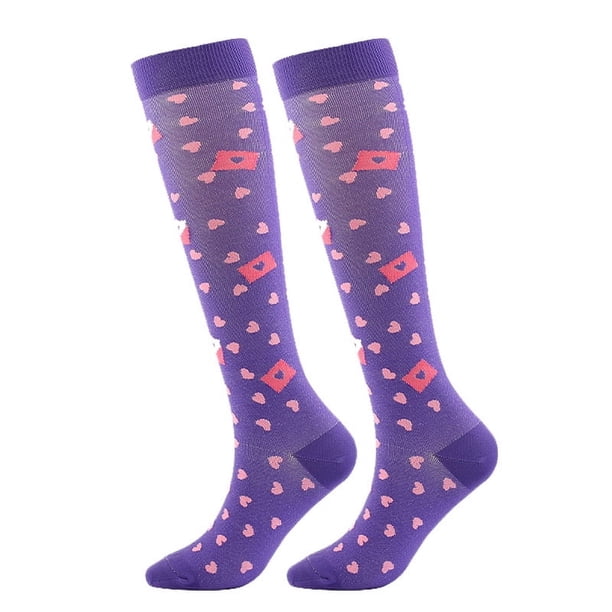 Zhuge 1 par de calcetines de compresión para mujeres y hombres, calcetines con soportes graduados para la circulación para correr, deportes atléticos, S/M, fondo morado