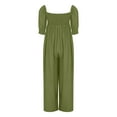 thumbnail image 4 of Snorda Womens Jumpsuits Womens Solid Color Short-Sleeved Casual Wide-Leg Jumpsuit Rompers With Button Pockets, 4 of 5