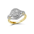 thumbnail image 2 of 10kt Yellow Gold Womens Round Diamond Cluster Halo Bridal Wedding Engagement Ring 1-1/5 Cttw, 2 of 4