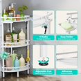 thumbnail image 2 of Standing Corner Shower Caddy - 3 Tier Shower Organizer Corner with Soap Holder and 4 Hooks, Rustproof Bathroom Storage Shelves with Adhesives, White, 2 of 7