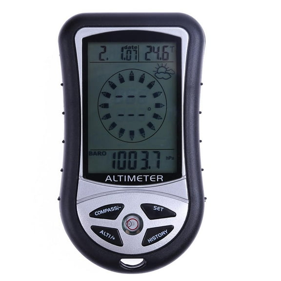 Handheld Compass Altimeter Barometer Thermometer Weather Forecast Time