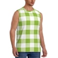 thumbnail image 2 of Balery White Green Plaid Men's Sleeveless Muscle Shirts Workout Tank Top, Moisture Wicking, Odor Protection-Medium, 2 of 8