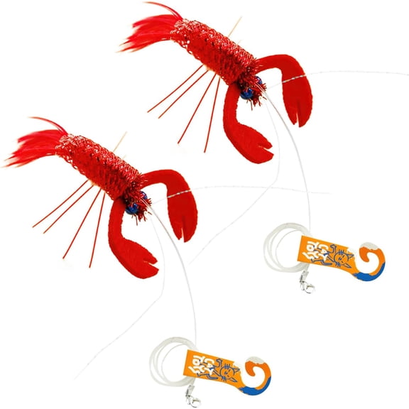 Mooipur Cat Wand Toys Refills Set, Realistic Insect Cat Teaser Attachments, Handmade Cat Toys for Kittens, Interactive Cat Toys for Bored Indoor Kittens (Lobster*2)