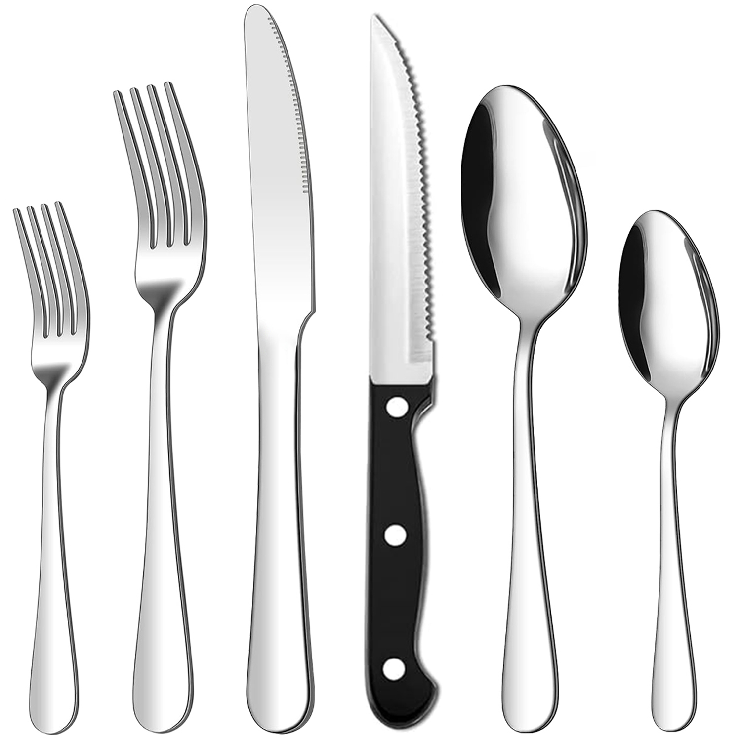 Tinana 24-Piece Stainless Steel Flatware Set, Silver photo 5