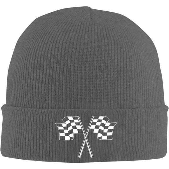Checkered Flags Race Car Warm Winter Hats Acrylic Knit Cuffed Beanie Cap Daily Beanies