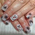 thumbnail image 1 of 24x Square False Nails Snowmen Press On Nails Snowflake Artificial Nails Full Cover Stick on Nails Manicures Supplies, 1 of 4