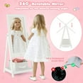 thumbnail image 6 of Yardi Yard Kids Full Length Wooden Standing Mirror with Bottom Shelf and Foldable Storage Bin-White, Kids Vanity for Girls Kids, 6 of 7