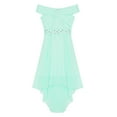 thumbnail image 3 of Eandarui Kids Flower Girl Chiffon Dress Off Shoulder High Low Hem Wedding Bridesmaid Dress Formal Mint Green 12, 3 of 5