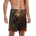 thumbnail image 2 of Balery Cool Flame Lion A Pantalones cortos de pijama de punto de algodón para hombre con cinturilla y bolsillos-Small, 2 of 6