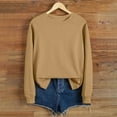 thumbnail image 2 of XFLWAM Sweatshirt for Women Casual Solid Color Crewneck Long Sleeve Basic Tunic Tops Loose Fit Pullover Tee Shirt Khaki XXL, 2 of 6