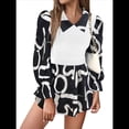 thumbnail image 2 of Camisas de Dos Piezas Falsas para Mujer, Otoño e Invierno, Blusa Informal de Larga con Estampado Geométrico para Mujer, , Talla L, 2 of 10