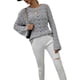 thumbnail image 3 of Txlixc Mujeres Trendy Hollow-Out Tops, Crochet Color sólido Cuello redondo Manga larga Punto Tops con puños acampanados para damas Txlixc  Moda, 3 of 9