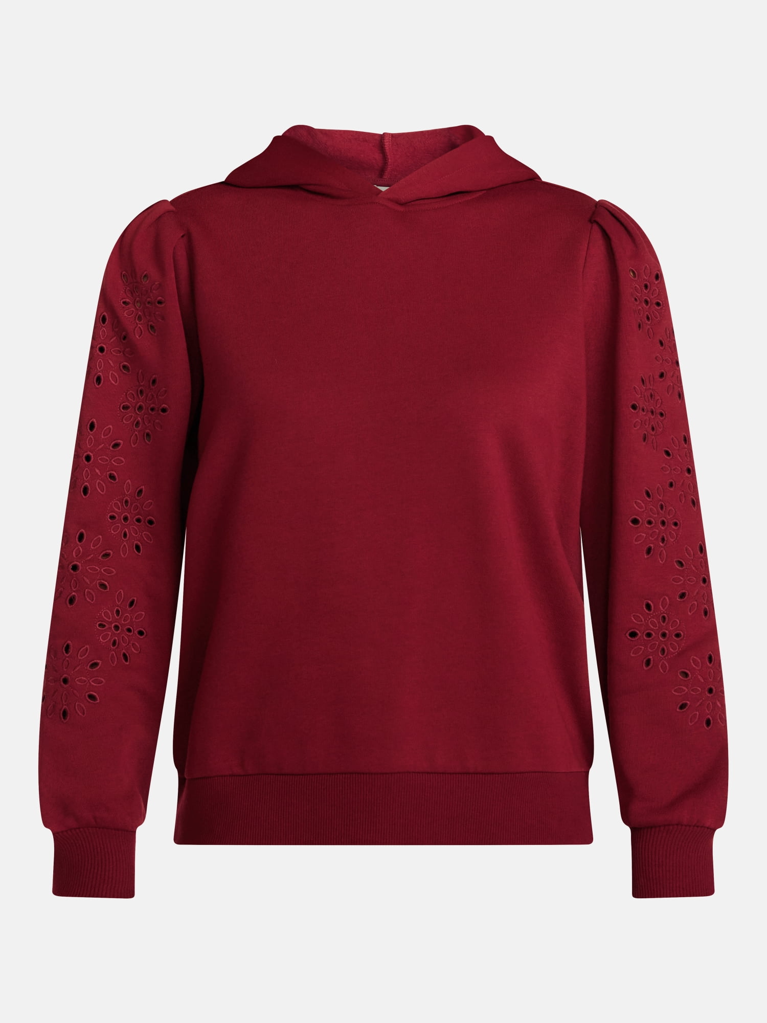 Scenario Women's and Women's Plus Eyelet Hoodie with Long Sleeves, Sizes XS-4X