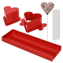 Cake Pop Mold Set with 9 Inch Tray and Sticks, Heart Cake Pop Cutter and Pusher, Baking Molds Kit for Parties, Wedding,Home Desserts Making - Red