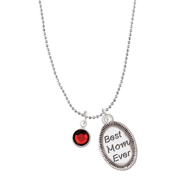 Delight Jewelry Crystal Red Channel Drop Best Mom Ever Charm Necklace