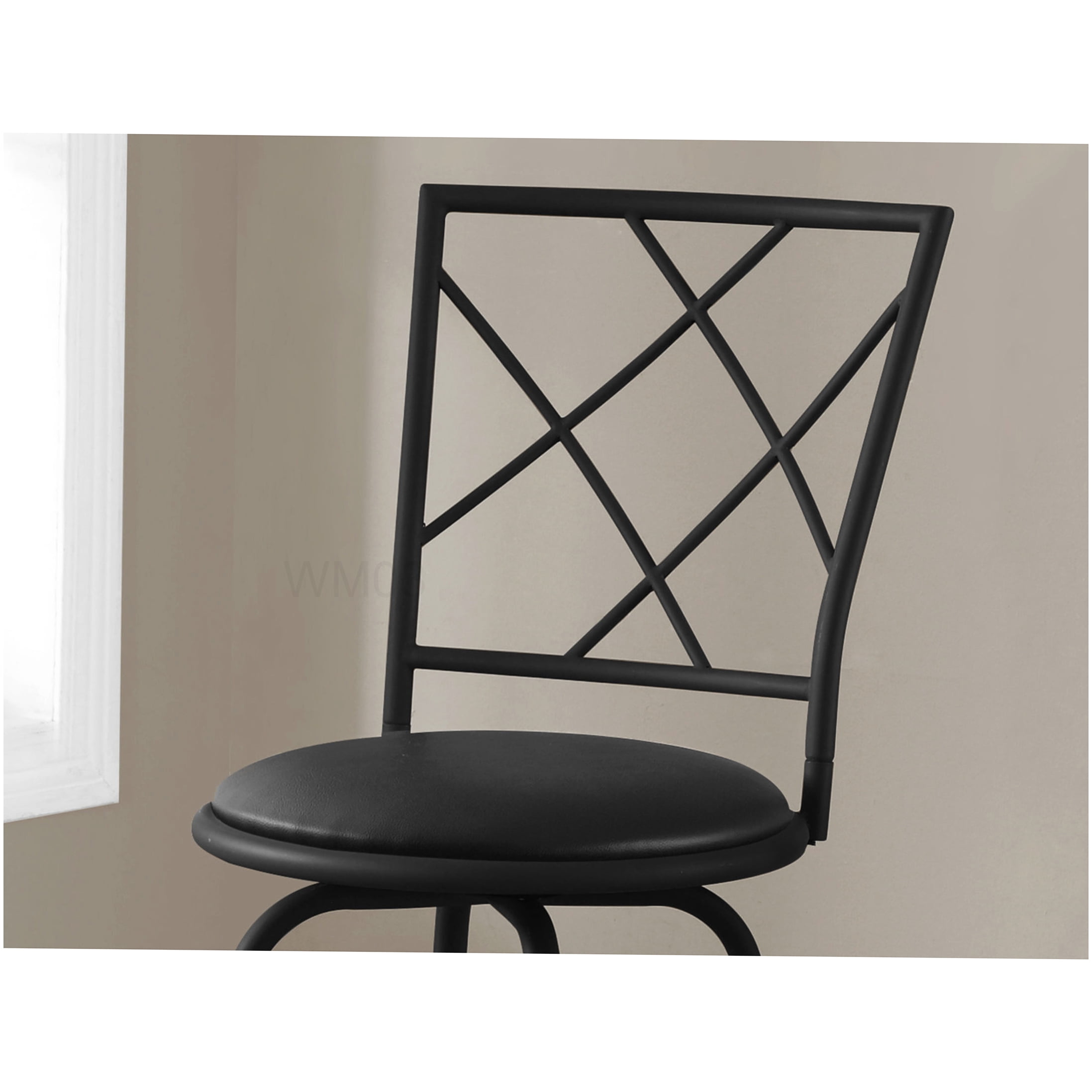 Set of 2 Black Swivel Bar Height Stools with Criss-Cross Back and Foam Padded Seat