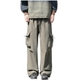 thumbnail image 1 of Cargo Pants for Men, Solid Color Pocket Elastic Waist Casual Fashion Trousers for Spring Summer, 1 of 6