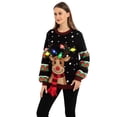 thumbnail image 5 of Joyfy LED Light Up Ugly Christmas Sweaters Women Men Couples, Ugly Christmas Sweater with Light Bulbs, Reindeer Holiday Sweater, Crewneck Long Sleeve Knitted Pullovers 2025 (Black）, 5 of 8