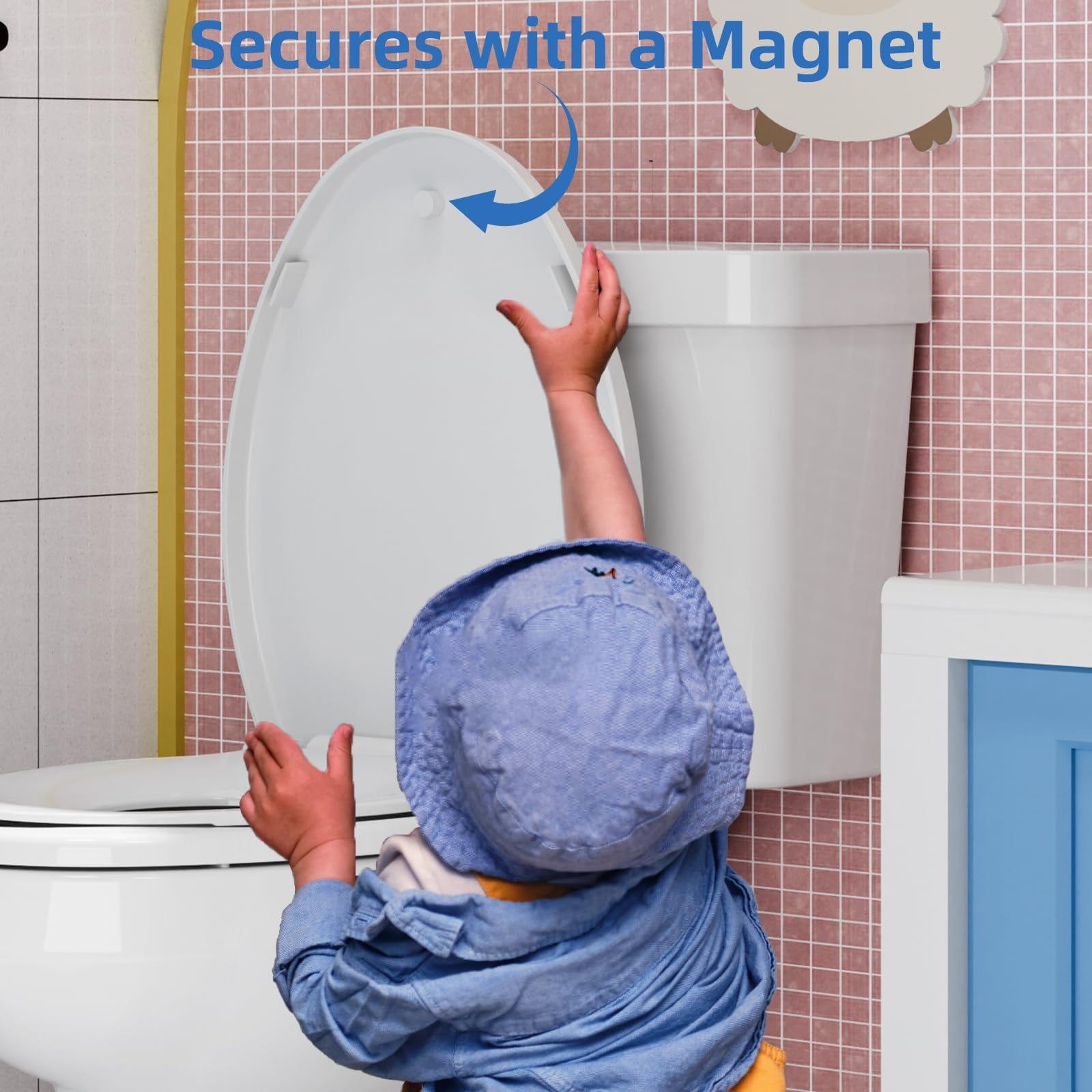 Elongated Soft-Close Toilet Seat with Built-in Toddler Potty Training Seat – Easy Installation, Durable & Quiet Close, Fits Adult & Child, Includes Quick-Detach Hinges