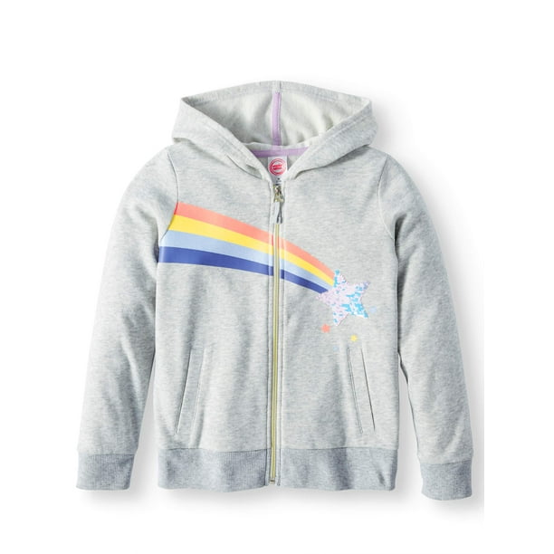 Wonder Nation Girls' ZipUp Graphic Hoodie (Little Girls, Big Girls