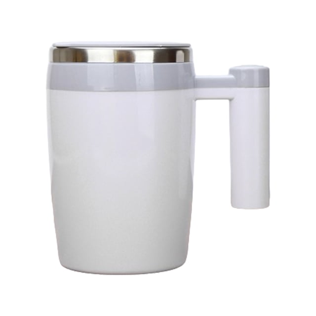 Inteprter Taza de café agitadora automática de acero inoxidable, taza de café duradera de acero inoxidable con capacidad de 380ML Juegos de servir café y té gris blanco