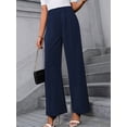 thumbnail image 4 of Wide Leg Stretchy Work Pants Women Pull on Dress Pants High Waisted Business Casual Trousers Slacks Dark Blue S, 4 of 9