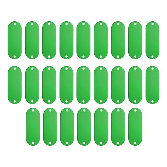 Etiquetas en blanco de metal, etiquetas de grabado de bricolaje, etiquetas de identificación para mascotas de aluminio verde, paquete de 25
