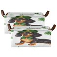thumbnail image 2 of St Patricks Pattern Of Dachshund in A Shamrock Hat Storage Basket Soccer Plaid Fabric Hoard Box Oversized Collapsible Closet Organizer with Metal Iron Frame 16.9×11.4×7.7in, 2 of 8