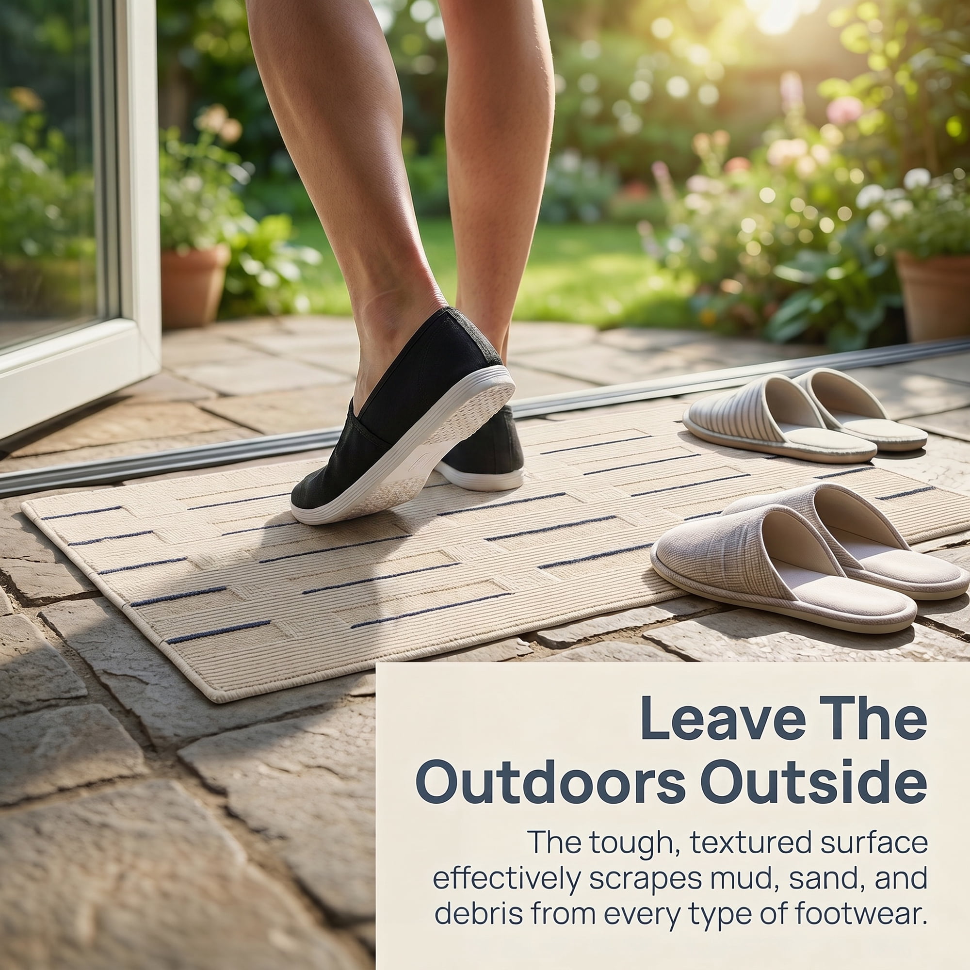 Unique Bargains Geometric Door Mat Indoor Outdoor Waterproof Welcome Mat Khaki 32" x 20"