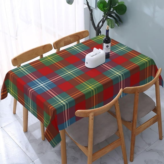 Rectangular Tablecloth – Waterproof, Wrinkle-Free, Decorative Table Cover for Dining Room, Parties, Picnics, and Outdoor Use, Foster Clan Ancient Tartan (60" X 84")