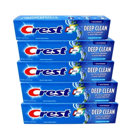 5 Pack - Crest Whitening Plus Deep Clean Toothpaste, Effervescent Mint, 5.4 OZ