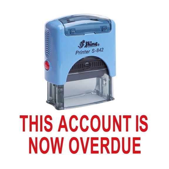 THIS ACCOUNT IS NOW OVERDUE Self Inking Rubber Stamp Custom Shiny Stamp