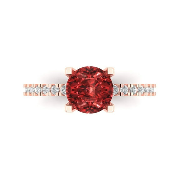 Solitaire with Accents Engagement Ring for Women - 1.71ct Natural Garnet in 14K Rose Gold Promise Ring