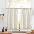 thumbnail image 1 of Cortinas Jinchan de lino texturizado, 24 cm, para ventanas de cocina, 1 of 9