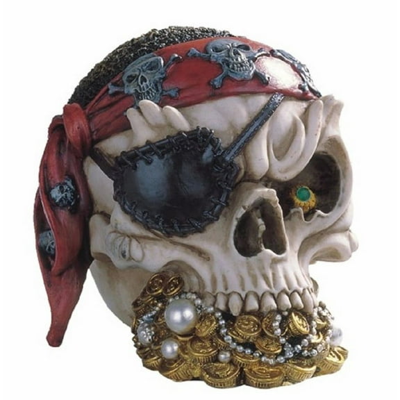 FC Design 3.75"H Medieval Pirate Skull with Red Bandana Statue Fantasy Decoration Figurine