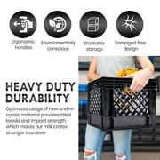 Juggernaut Storage 16QT Heavy-Duty Plastic Milk Crate Black with Built-in Handles