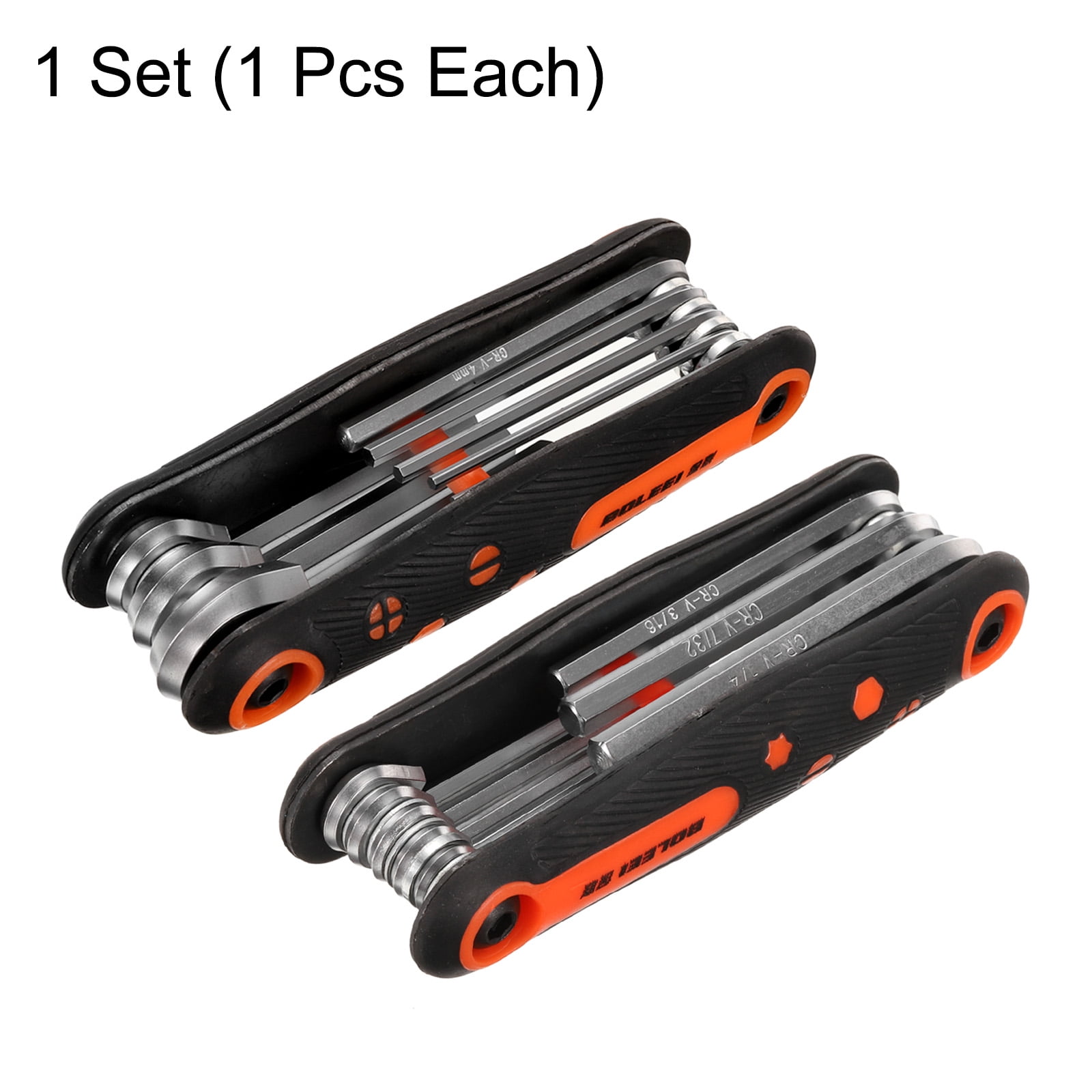 Uxcell 17pcs Folding Hex Key Wrench Set 5/64"-1/4" SAE 1.5mm-8mm Metric 2 Pack Portable Fold-up Wrenches