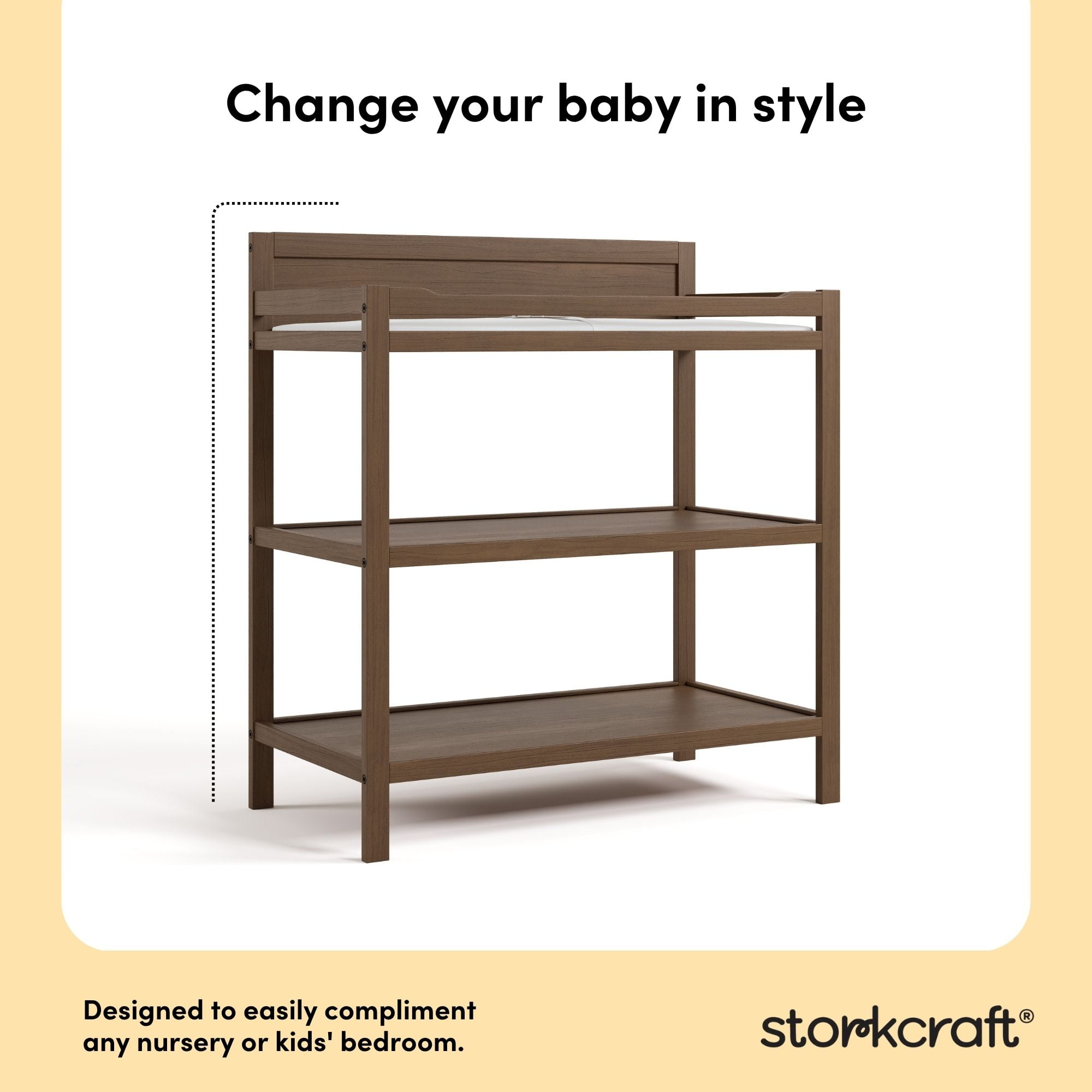Storkcraft Alpine Infant Changing Table with Changing Pad, Hazelnut