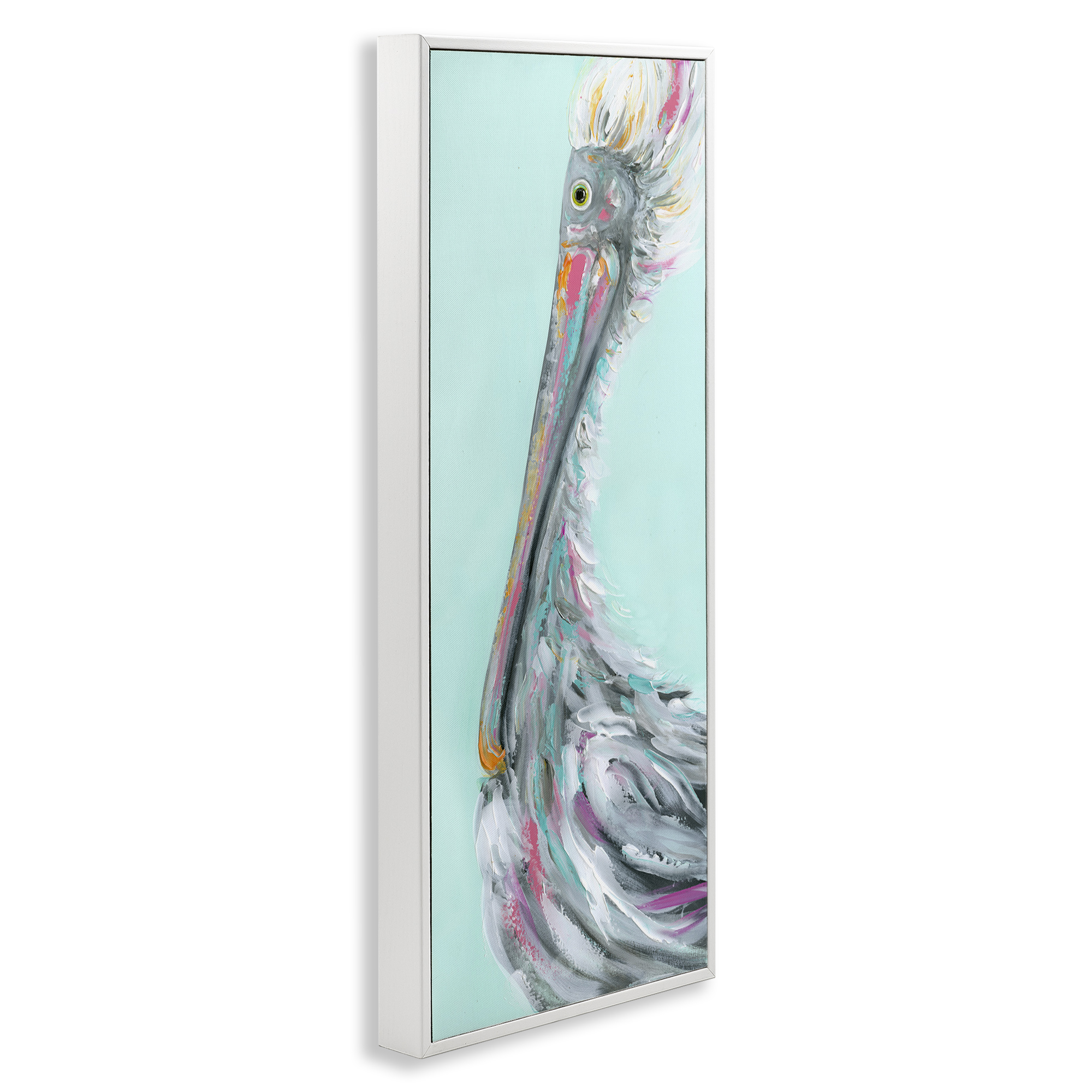 Stupell Industries Odd Pelican Portrait Animals & Insects Painting White Framed Art Print Wall Art, 10 x 24