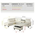 thumbnail image 5 of Ainehome 97.2" W White Faux Leather Living Room Sofa, L Shape Sectional Sofa with Ottoman, 5 of 7