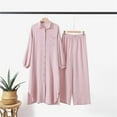 thumbnail image 5 of Mrat Long Sleeve Pullover Set Women's Muslim 2 Piece Sets Long Sleeve Button Long Shirt and Pants Casual Dress Dubai Outfits S-91 Pink-A 3XL, 5 of 9