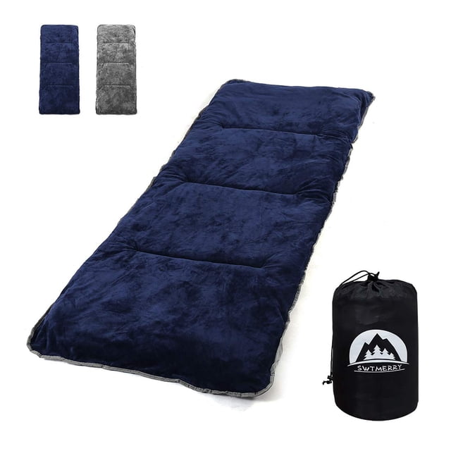 Almohadillas para cuna para dormir (75 "x 28") portátiles para acampar y caminar con correas elásticas, almohadilla para cuna suave y gruesa de algodón, impermeable - Azul marino