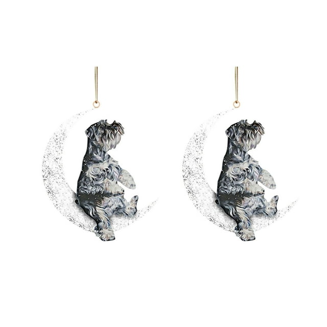 Iron Art Siéntese en la luna Lovely Dog Moon Ornament para los amantes de los perros Christmas Tree Pendent 2PC Wmkox8yii gf6362