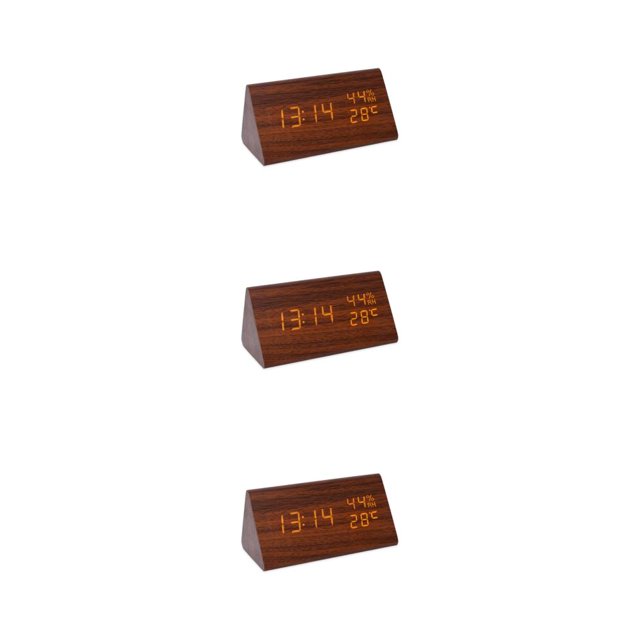 Billuyoard Despertador digital con alarma personalizada y visualización de fecha Despertadores duraderos ABS LED digitales marrón Type1 NO1