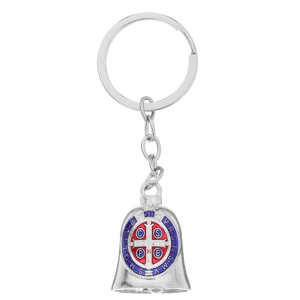 Llavero católico con cruz y campana para coche. Llavero religioso con cruz y campana para coche. Llavero católico con campana y cruz para coche.