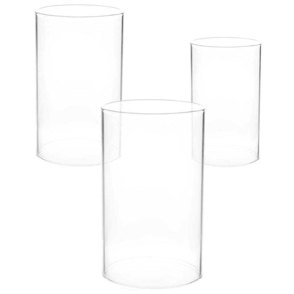 NUOLUX 3pcs Glass Candle Chimney Candle Holder Shade Glass Pillar