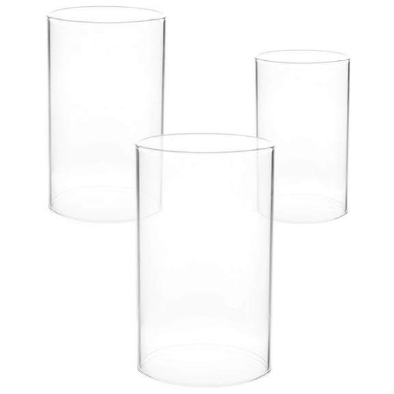 Monyance glass candle holder 3pcs Glass Candle Chimney Candle Holder Shade Glass Pillar Candle Holder Open Both Ends Candle Tube(7.87X3.54X3.54Inches)