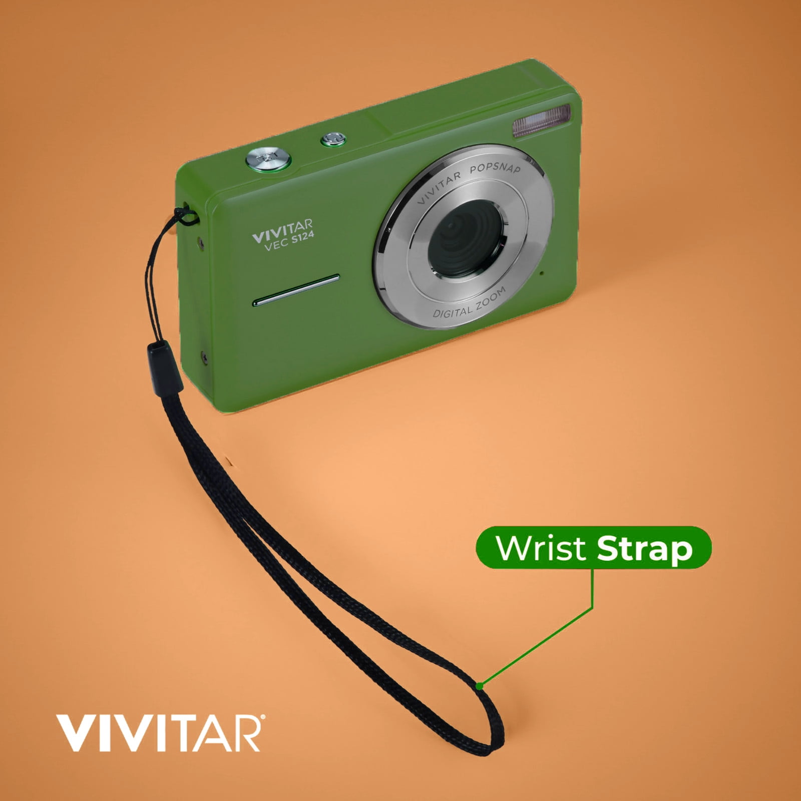 Vivitar Popsnap Compact Digital Camera, Green, 16X Zoom, 1080p, Built-in Flash, Micro SD, Slim Lightweight Pocket Design