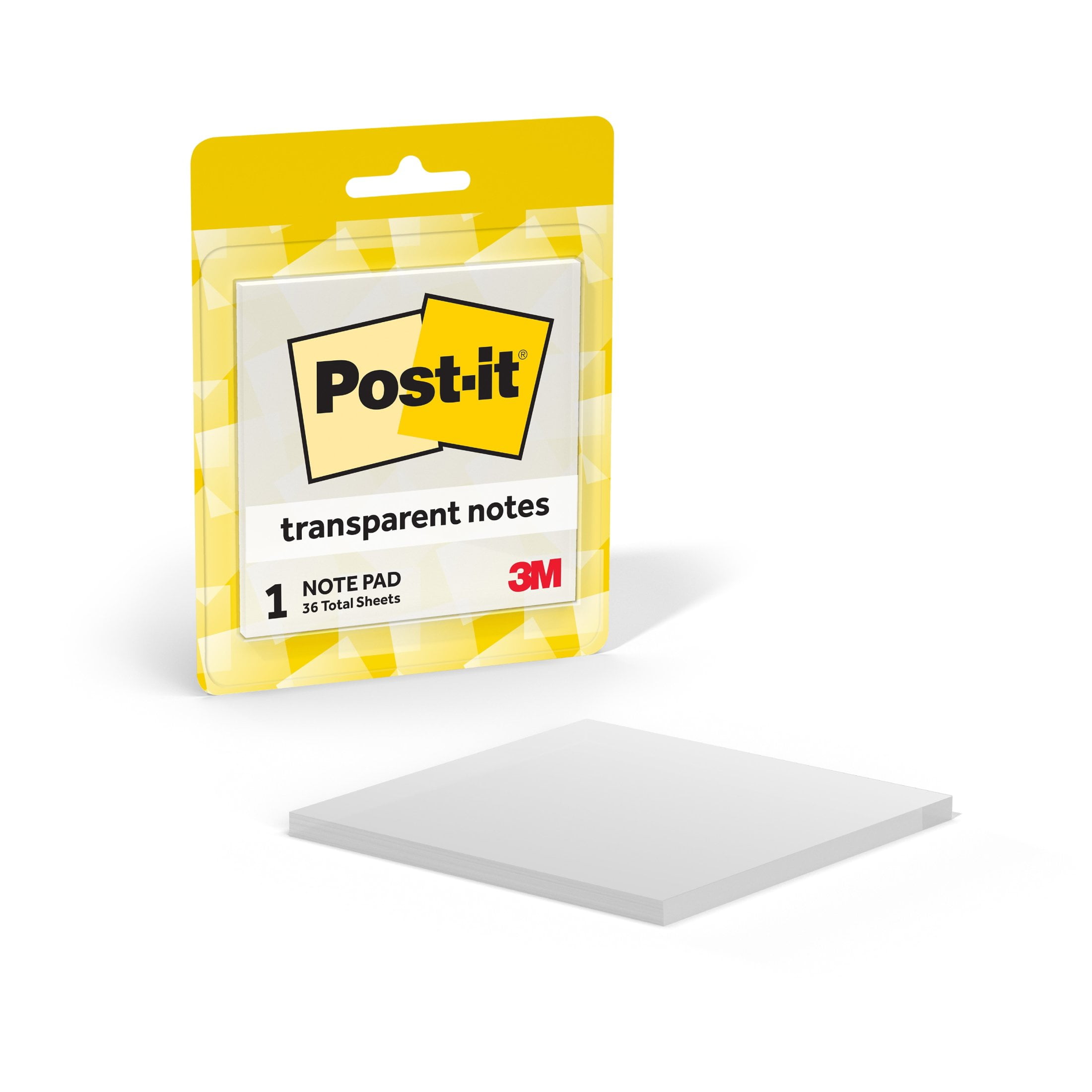 (3 pack) Post-it Transparent Notes, Clear, 2.8 in. x 2 .8 in., 36 Sheets, 1 Pad